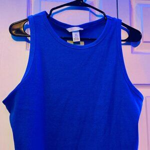 NEW W/TAGS, H&M ROYAL BLUE CROPPED/SLEEVELESS SHIRT, SIZE XL